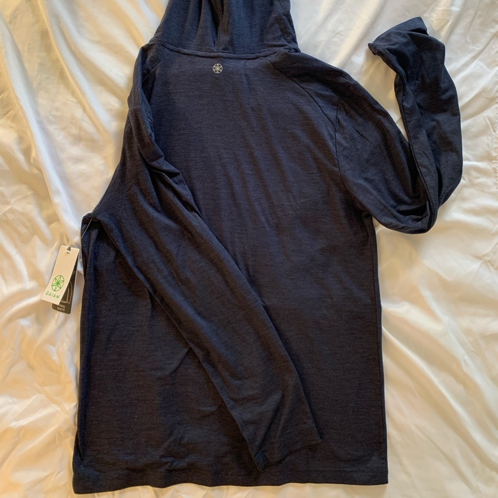 Men’s Blue Gaiam Slim Fit Base Layer Hooded Shirt, NWT